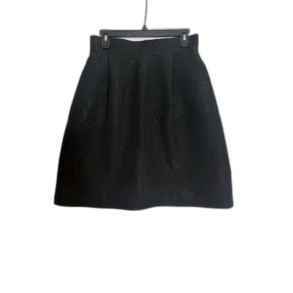 Temperley London A-Line Skirt Size 8 Black Jacquard Pockets 100% Silk Lining